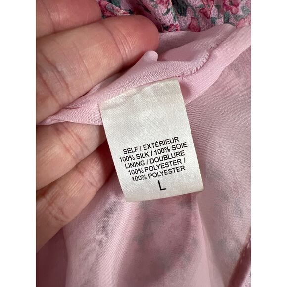 LoveShackFancy Mini Skirt Genevieve Multi Floral Pink Tiered Ruffle Silk L - Picture 5 of 6